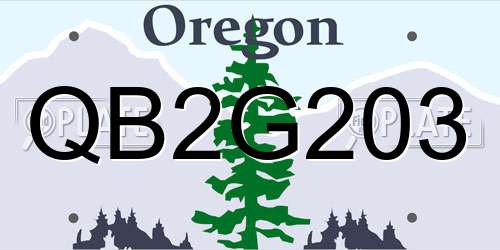 QB2G203 Oregon License Plate