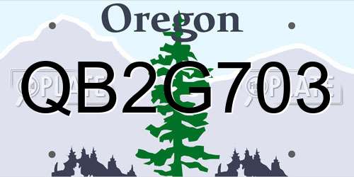 QB2G703 Oregon License Plate