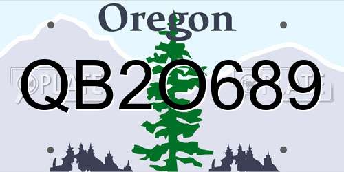 QB2O689 Oregon License Plate