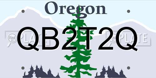 QB2T2Q Oregon License Plate
