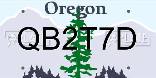 QB2T7D Oregon License Plate