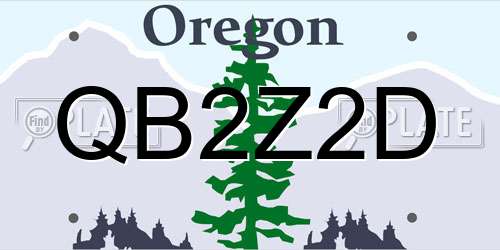 QB2Z2D Oregon License Plate