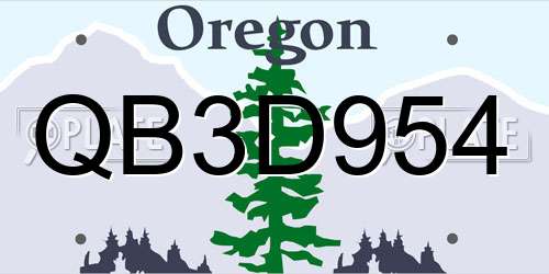 QB3D954 Oregon License Plate