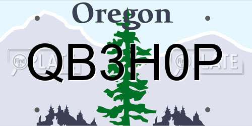 QB3H0P Oregon License Plate