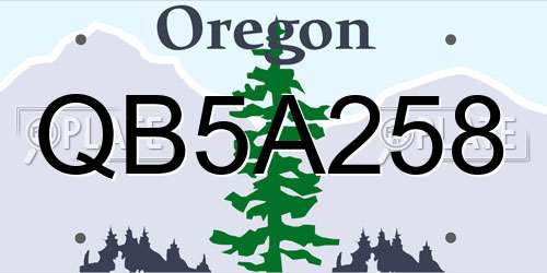 QB5A258 Oregon License Plate