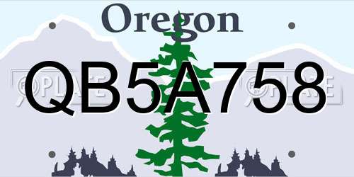 QB5A758 Oregon License Plate