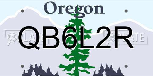 QB6L2R Oregon License Plate