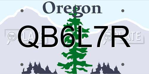 QB6L7R Oregon License Plate