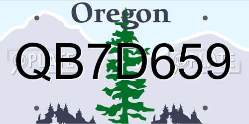 QB7D659 Oregon License Plate