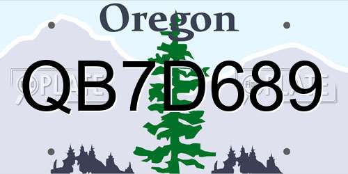 QB7D689 Oregon License Plate