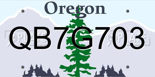QB7G703 Oregon License Plate