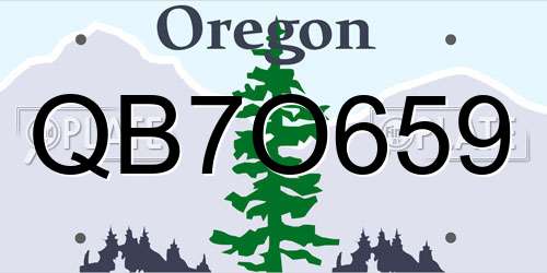 QB7O659 Oregon License Plate