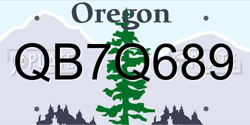 QB7Q689 Oregon License Plate