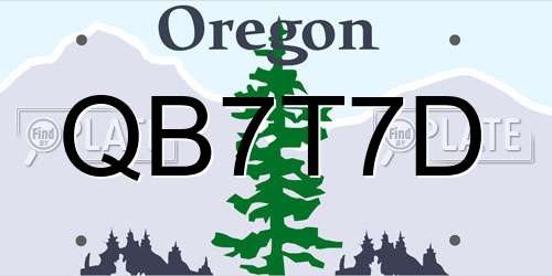 QB7T7D Oregon License Plate