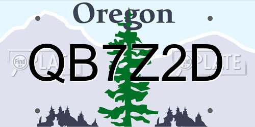 QB7Z2D Oregon License Plate