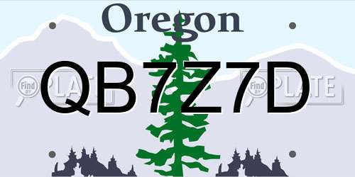 QB7Z7D Oregon License Plate