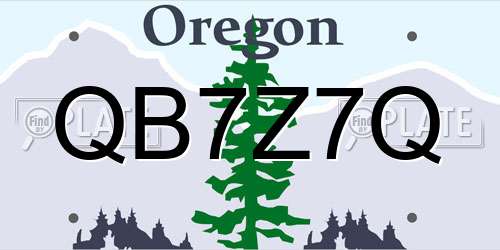 QB7Z7Q Oregon License Plate