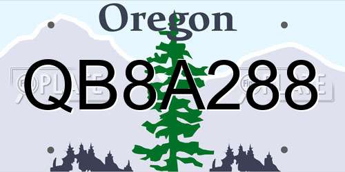 QB8A288 Oregon License Plate