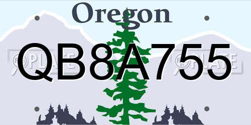 QB8A755 Oregon License Plate
