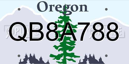 QB8A788 Oregon License Plate