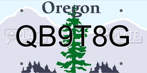 QB9T8G Oregon License Plate