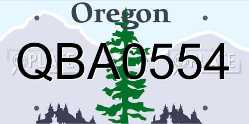 QBA0554 Oregon License Plate