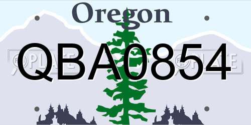 QBA0854 Oregon License Plate