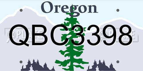 QBC3398 Oregon License Plate