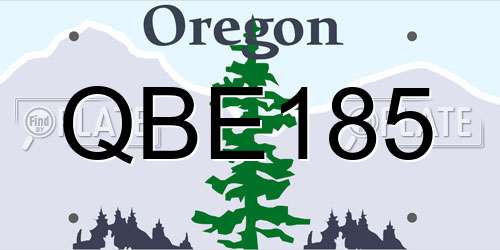 QBE185 Oregon License Plate
