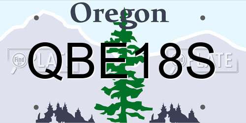 QBE18S Oregon License Plate