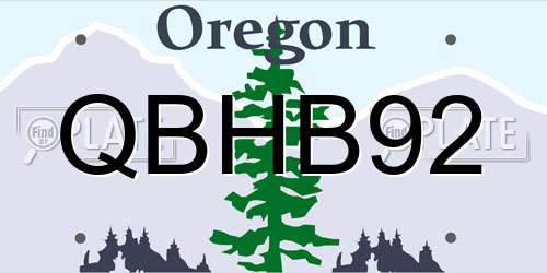 QBHB92 Oregon License Plate