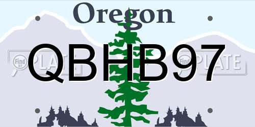 QBHB97 Oregon License Plate