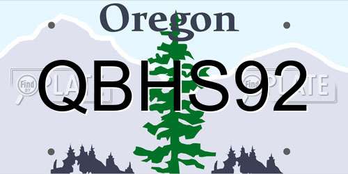 QBHS92 Oregon License Plate