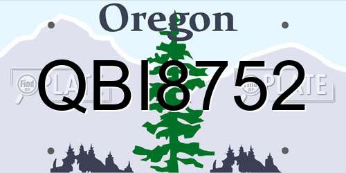 QBI8752 Oregon License Plate