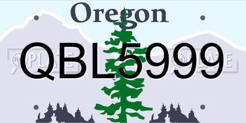 QBL5999 Oregon License Plate