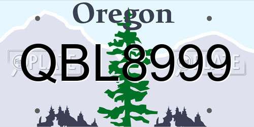 QBL8999 Oregon License Plate