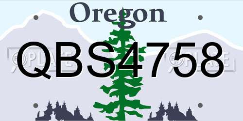 QBS4758 Oregon License Plate