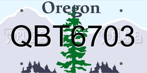 QBT6703 Oregon License Plate