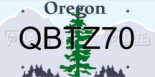 QBTZ70 Oregon License Plate