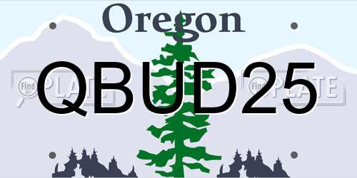 QBUD25 Oregon License Plate