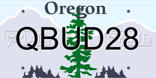 QBUD28 Oregon License Plate