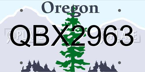 QBX2963 Oregon License Plate