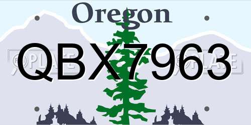 QBX7963 Oregon License Plate
