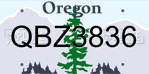 QBZ3836 Oregon License Plate