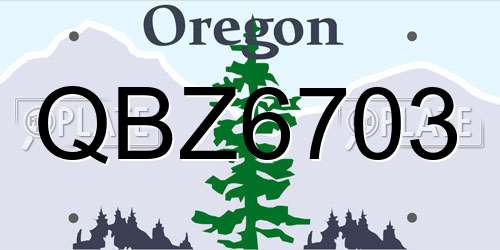QBZ6703 Oregon License Plate