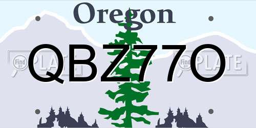 QBZ77O Oregon License Plate