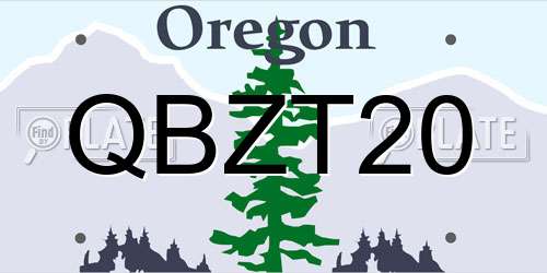 QBZT20 Oregon License Plate