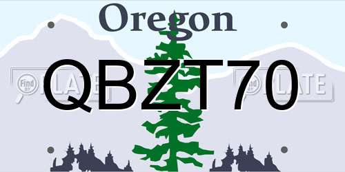 QBZT70 Oregon License Plate