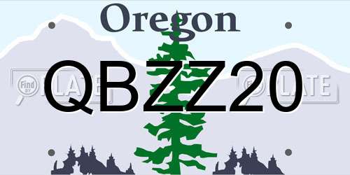QBZZ20 Oregon License Plate