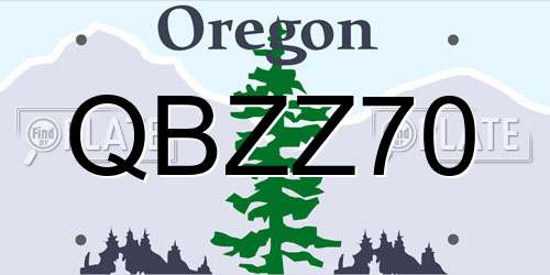 QBZZ70 Oregon License Plate